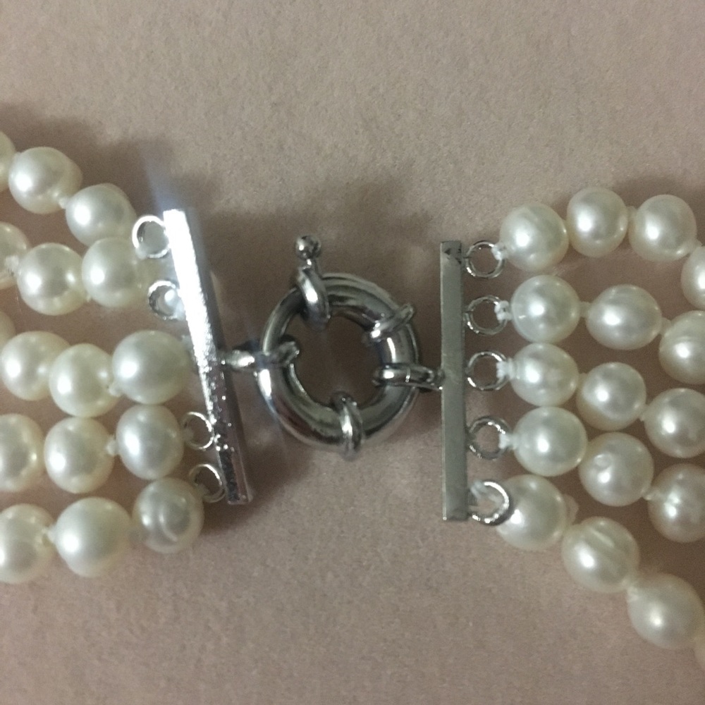 Genuine Freshwater cultured Pearl 5strand necklace - Picture 11 of 11